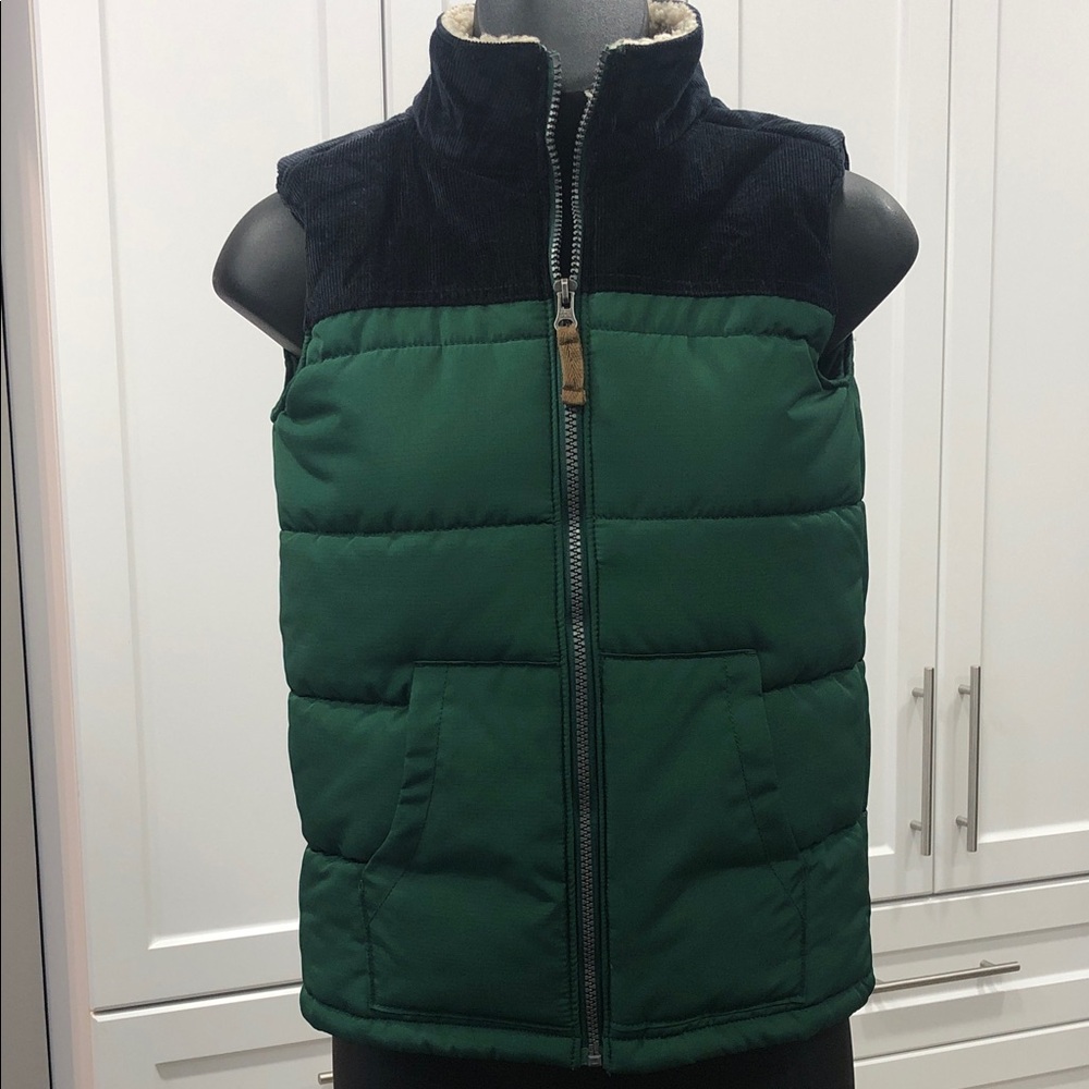 Carter’s Kid Puffy Vest – Size 12 – Forest Green w/ Black Corduroy